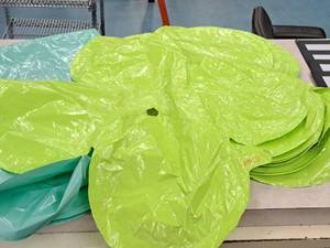 lot 2626 image: Lot of (34) Light Green Foil Balloon Quad Balloons 25x25
