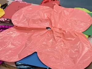 lot 2629 image: Lot of (22) Coral Foil Balloon Quad Balloons 30x30