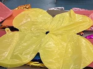 lot 2630 image: Lot of (12) Yellow Foil Balloon Quad Balloons 30x30