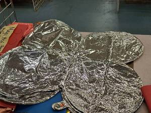 lot 2634 image: Lot of (16) Silver Foil Balloon Quad Balloons 30x30