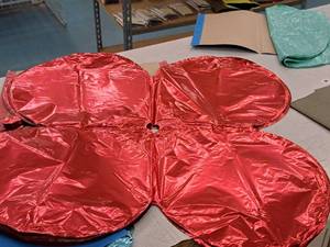 lot 2637 image: Lot of (41) Red Foil Balloon Quad Balloons 30x30