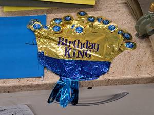lot 2667 image: Lot of (9) Helium Foil Balloons - Happy Birthday King 13x15