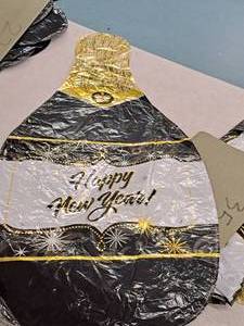 lot 2671 image: Lot of (10) 36 Helium Foil Balloons - Champagne Bottle Happy New Year