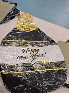 lot 2672 image: Lot of (10) 36 Helium Foil Balloons - Champagne Bottle Happy New Year