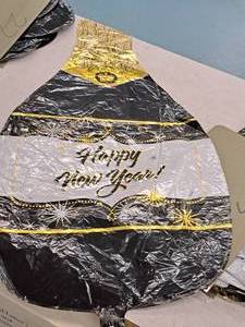 lot 2673 image: Lot of (15) 36 Helium Foil Balloons - Champagne Bottle Happy New Year