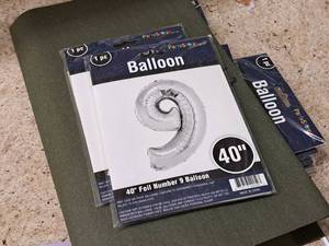 lot 2679 image: Lot of (6) Party Stores 40 Silver Helium Foil Balloon - #9