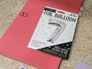 lot 2680 image: Lot of (8) La Fete 34 Silver Helium Foil Balloon - #7
