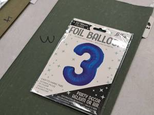 lot 2690 image: Lot of (3) La Fete 34 Blue Helium Foil Balloon - #3