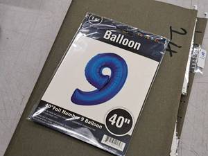 lot 2696 image: Lot of (7) Party Stores 40 Blue Helium Foil Balloon - #9