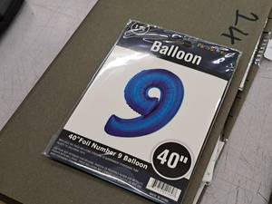 lot 2697 image: Lot of (7) Party Stores 40 Blue Helium Foil Balloon - #9