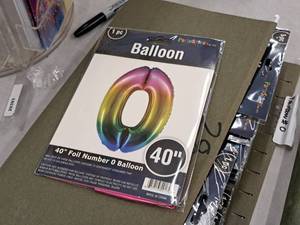 lot 2700 image: Lot of (8) Party Stores 40 Rainbow Helium Foil Balloon - #0