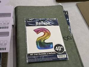 lot 2701 image: Lot of (8) Party Stores 40 Rainbow Helium Foil Balloon - #2
