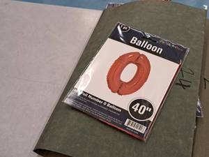 lot 2710 image: Lot of (14) Party Stores 40 Red Helium Foil Balloon - #0
