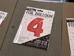 lot 2712 image: Lot of (4) La Fete 34 Red Helium Foil Balloon - #4