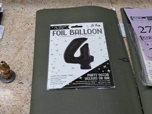 lot 2728 image: Lot of (9) La Fete 34 Black Helium Foil Balloon - #4