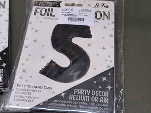 lot 2730 image: Lot of (5) La Fete 34 Black Helium Foil Balloon - #5