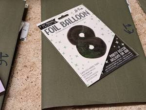 lot 2734 image: Lot of (7) La Fete 34 Black Helium Foil Balloon - #8