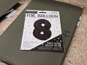 lot 2735 image: Lot of (6) La Fete 34 Black Helium Foil Balloon - #8