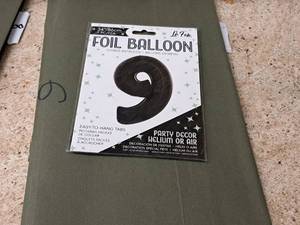 lot 2736 image: Lot of (6) La Fete 34 Black Helium Foil Balloon - #9