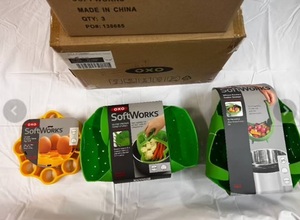 lot 428 image: 7 Piece OXO Softworks Silicone Steamers, Egg Racks