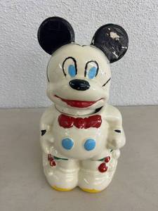 lot 10 image: Antique MickeyMinnie Mouse Turnabout Two Sided Cookie Jar