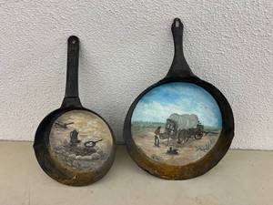 lot 104 image: Painted Iron Pans