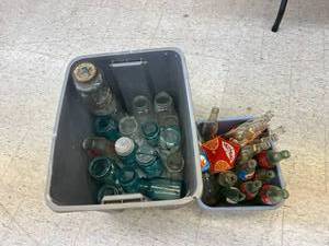 lot 107 image: Glass Canning Jars & Soda Bottles