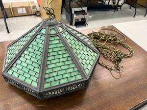 lot 179 image: Glass & Metal Hanging Light
