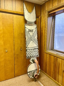lot 27 image: Massive Old Plank Mask - Bwa Peoples - Burkina Faso