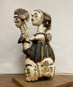 lot 50 image: Unusual Old Dual Figure Temne Helmet Mask