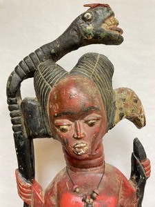 lot 49 image: Excellent old Mami Wata Figure wSerpent - West Africa