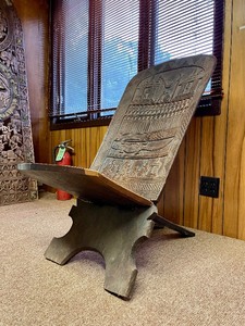 lot 68 image: Wonderful old Relief Carved African Chiefs Chair