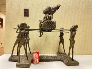 lot 24 image: HUGE Old Benin Bronze Royal Processional Sculpture