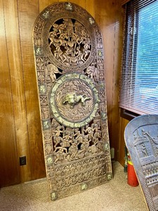 lot 29 image: Large & Ornately Carved Bamoun  Bamileke Royal Palace Door