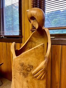 lot 8 image: LARGE & Fantastic Figural Wood Sculpture by Renowned Wood Carver Ruben Potosi