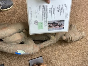 lot 56 image: LARGE Ancient African Terracotta Kneeling Nok Figure wChemical Dating Paperwork