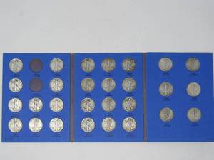 Liberty Standing Half-Dollar Coins in collector folio 1937-1947