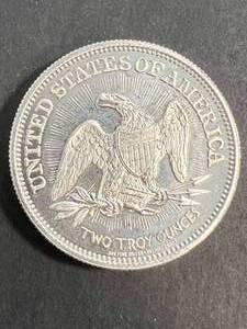 2 TROY OZ .999 FINE SILVER SEATED DOLLAR DESIGNED ROUND