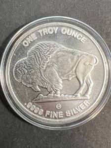1 TROY OZ .999 FINE SILVER BUFFALO INDIAN ROUND IN AIRTITE