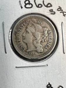 1866 US 3 CENT NICKEL
