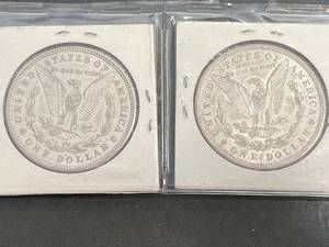 2 US MORGAN SILVER DOLLARS 1921-D XF
