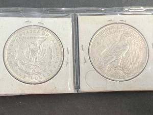 1921 US MORGAN SILVER DOLLAR WITH 1922 US PEACE SILVER DOLLAR