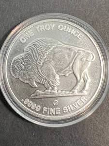 1 TROY OZ .999 FINE SILVER BUFFALO INDIAN ROUND IN AIRTITE
