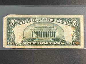 1934A US GREEN SEAL $5 FEDERAL RESERVE NOTE