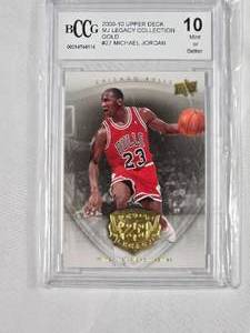 lot 1A image: Michael Jordan 2009-10 Upper Deck MJ Legacy Collection Gold No. 27 BCCG 10 Mint or Better