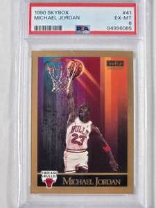 lot 4 image: Michael Jordan 1990 Skybox No. 41 PSA 6 EX-MT