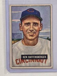 lot 22 image: Ken Raffensberger 1951 Bowman Gum No. 48 Vintage Baseball Card