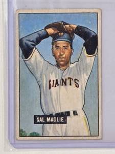 lot 23 image: Sal Maglie 1951 Bowman Gum No. 127 Vintage Baseball Card