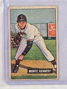 lot 25 image: Monte Kennedy 1951 Bowman Gum No. 163 Vintage Baseball Cards