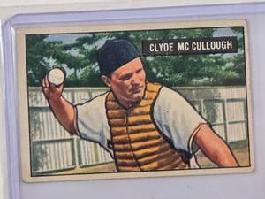 lot 27 image: Clyde McCullough 1951 Bowman Gum No. 94 - Vintage Baseball Card